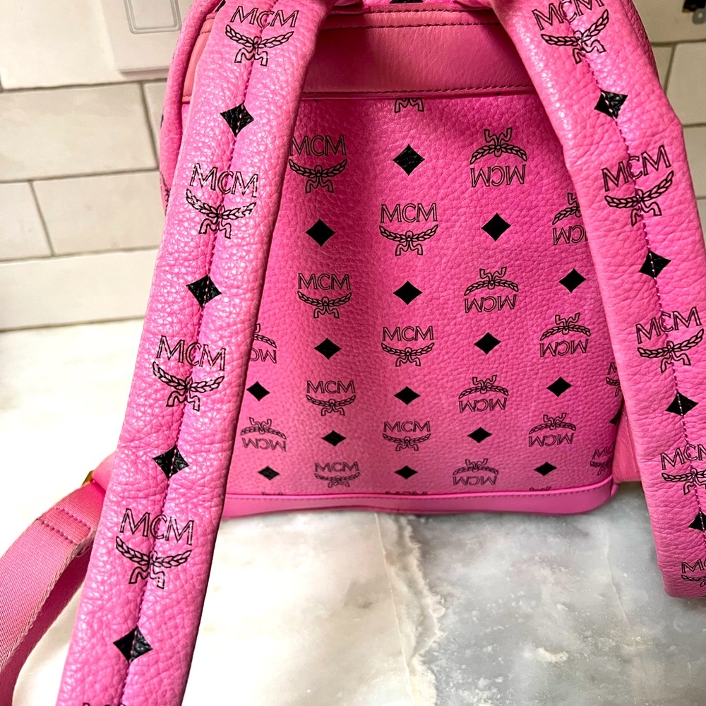 Mcm Monogram Visetos Pattern Leather Studded Ruck… - image 7